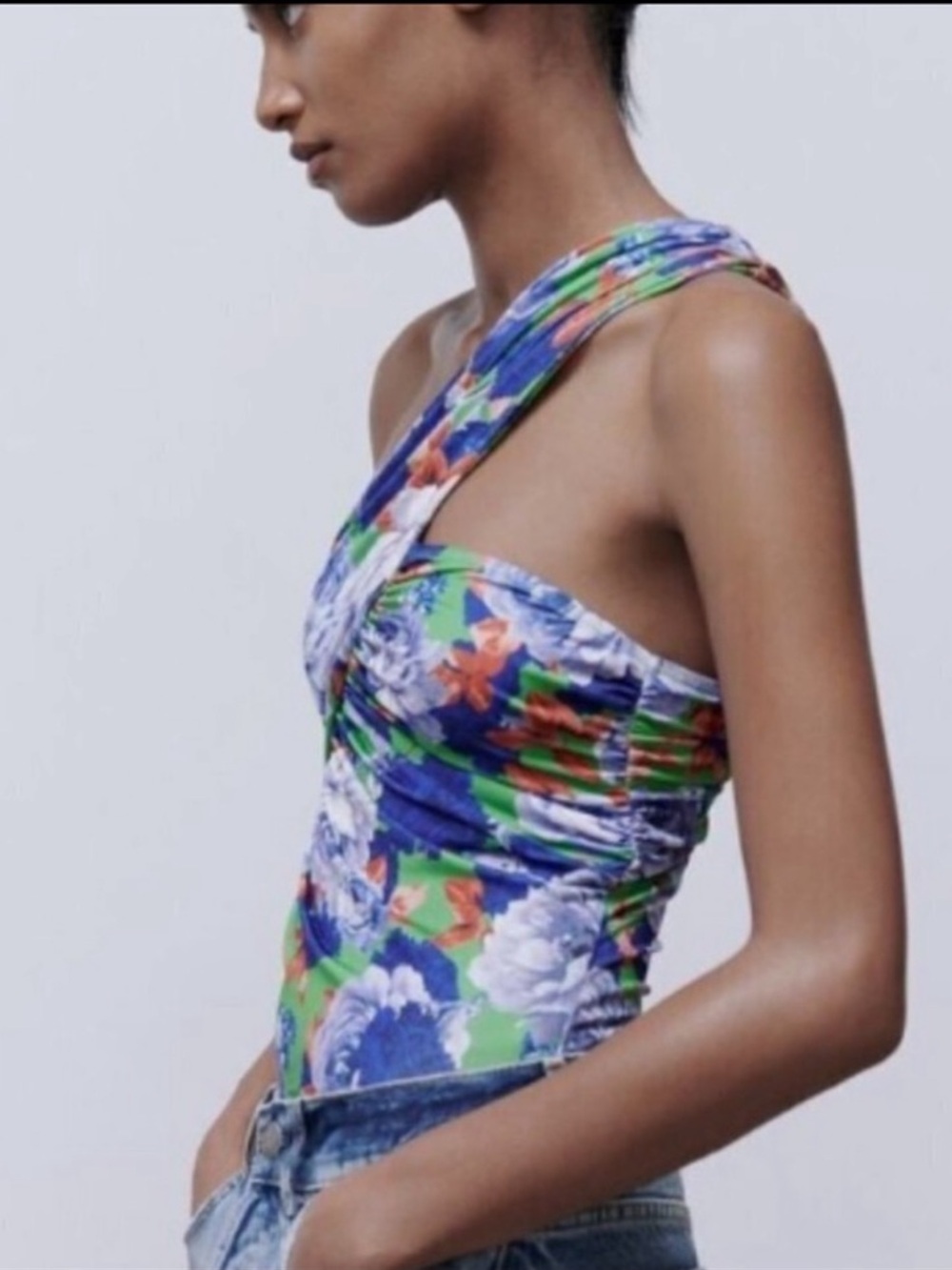 NWT Zara Floral One-Shoulder Bodysuit - Picture 2 of 10